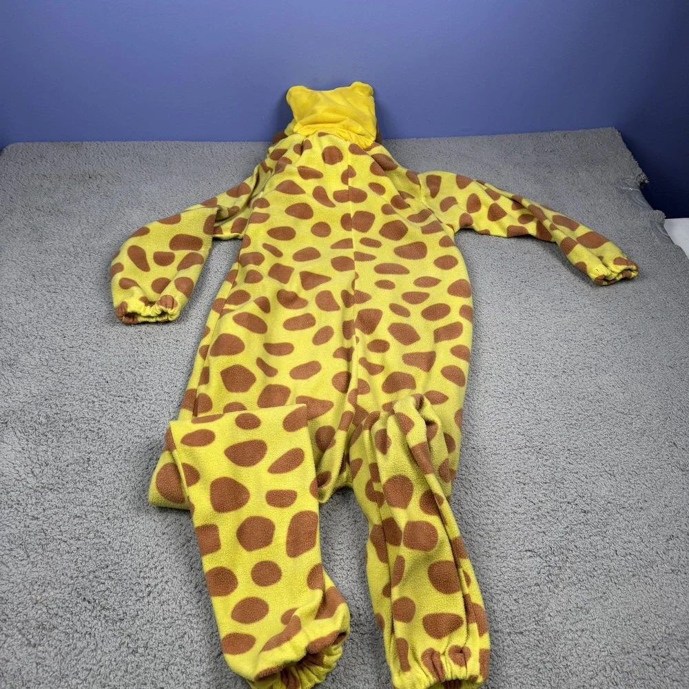 J-Animals Giraffe‎ One Piece Pajamas Kids One Size Yellow Hooded Fleece Costume